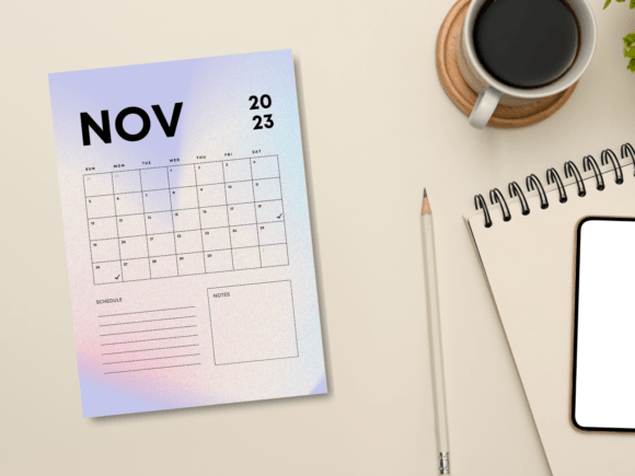 Gradient Minimal November 2023 Planner