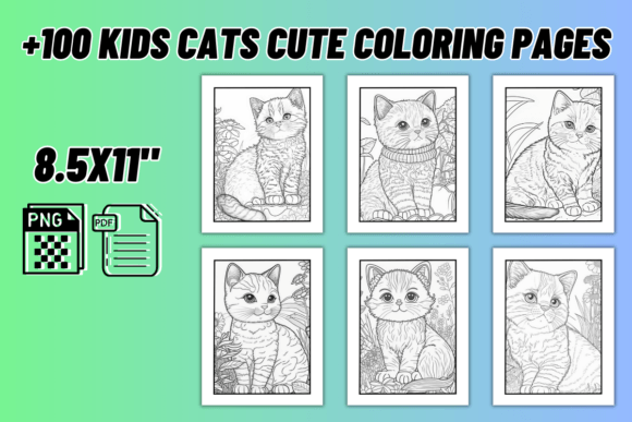 Kids Cats Cute Coloring Pages