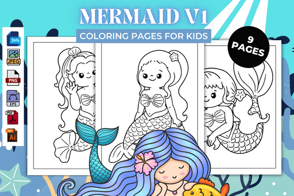 Mermaid V1 Coloring Pages - KDP: A Practical Guide for Educators and Parents