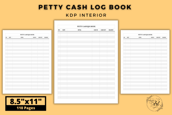 Petty Cash Log Book Interior for KDP