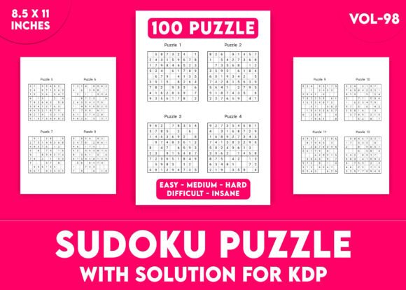Sudoku Puzzles for KDP Interior Vol-98: A Journey Through 100 Challenging Puzzles